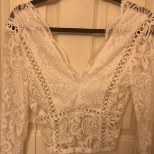 White lace crop top